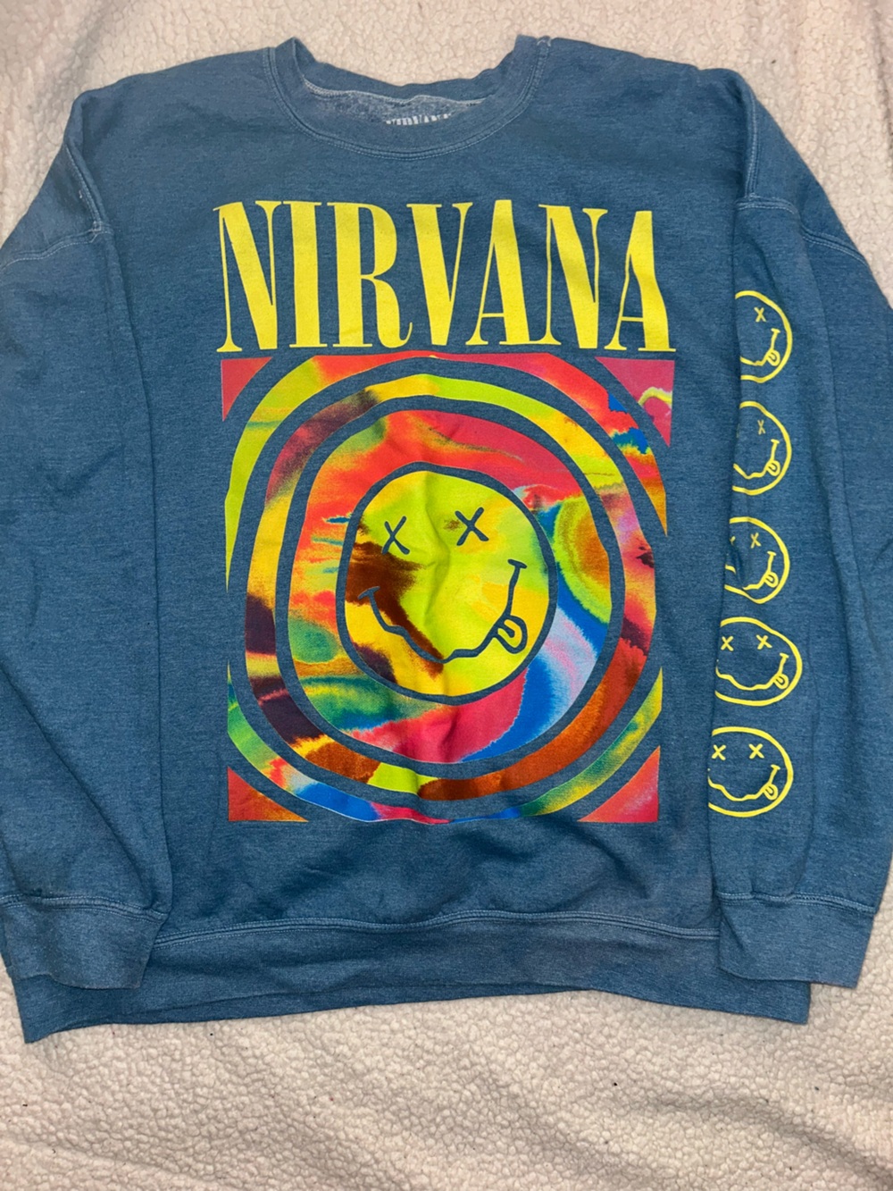 NIRVANA Kids' Multicolor Tie-Dye Smiley Hoodie Print - Blue